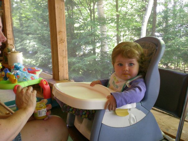 Lucy breakfasting in Maine